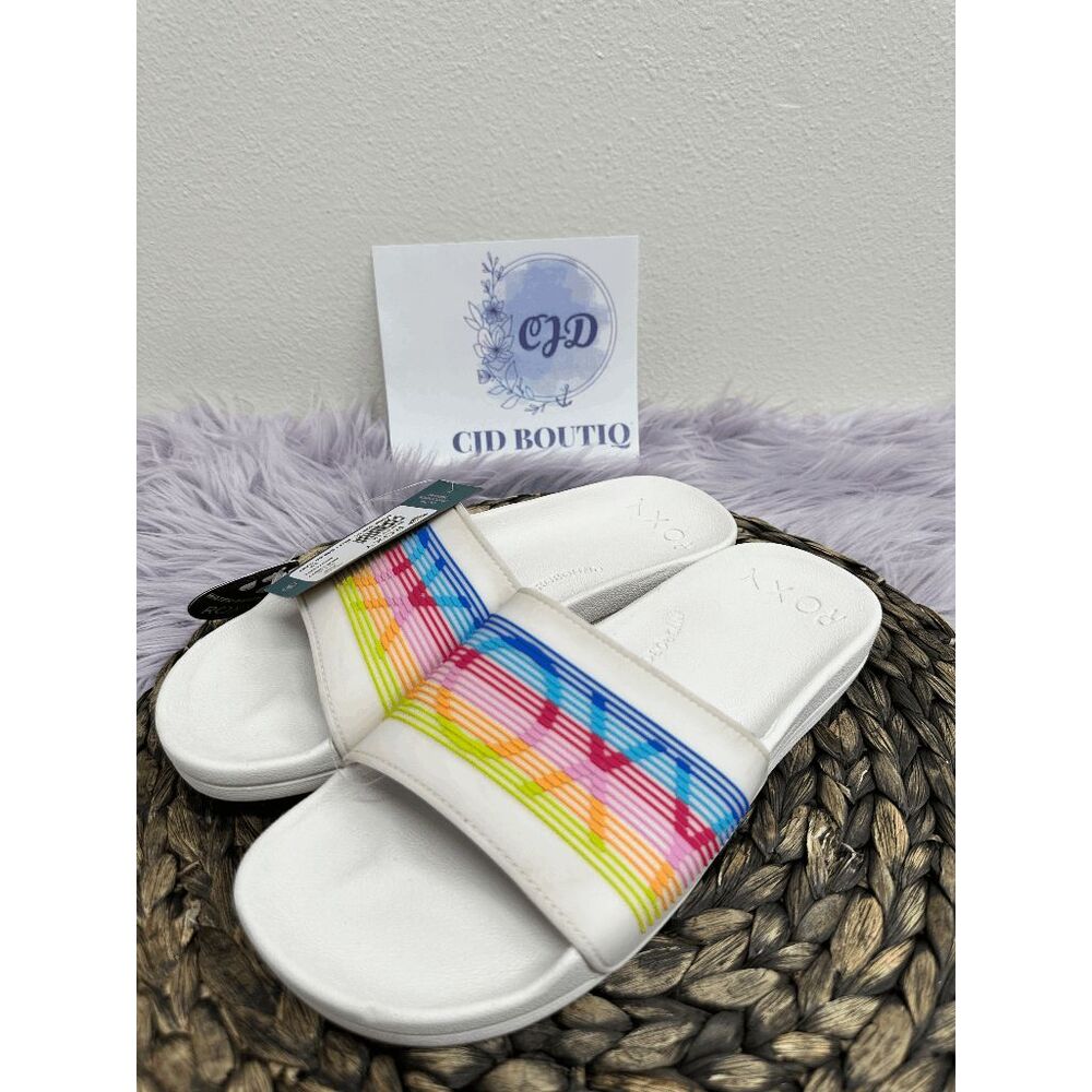 Roxy Women's Slippy LX Slide Sandals - White 10M